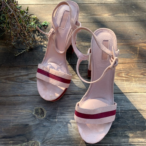 TopShop Suede Platform Sandals pink burgundy NWOB - Picture 6 of 7